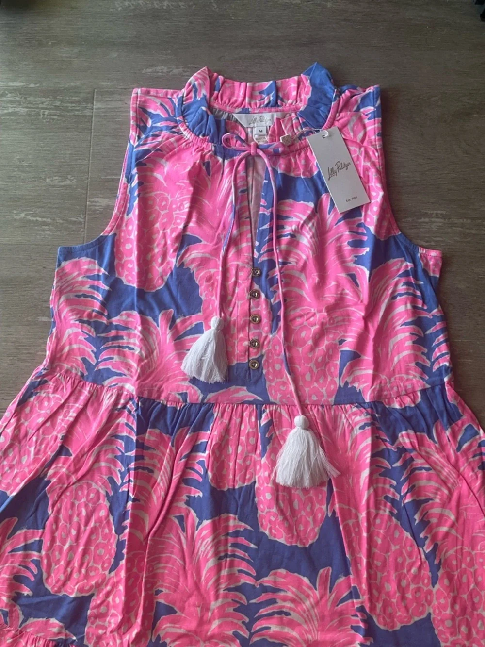M NWT Lilly Pulitzer Malone Maxi Dress in Blue Haven Little Flamenco - Picture 4 of 8